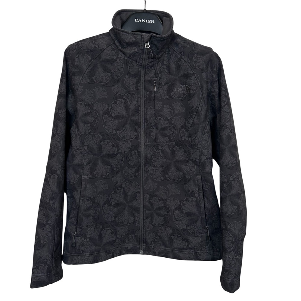 The North Face Womens Apex Bionic Jacket Black Gray Full Zip Soft Shell Jacket L
